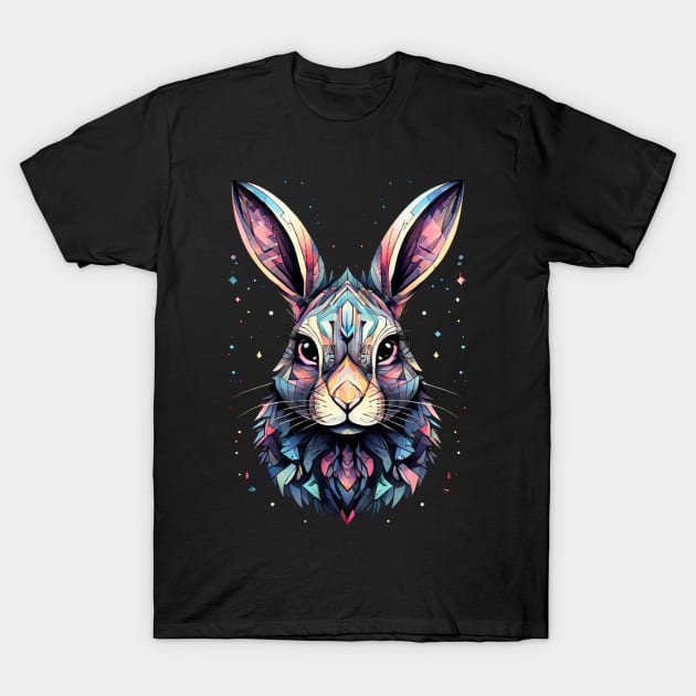 Blue, Pink And Yellow Geometrical Bunny T-Shirt by Sonja818